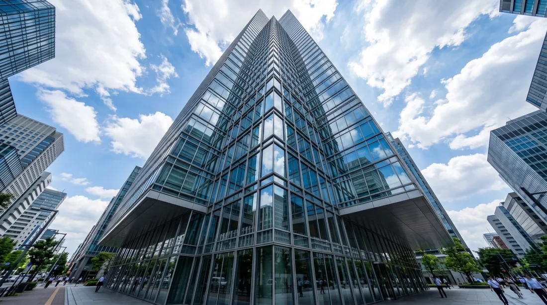 Modern corporate office tower facade